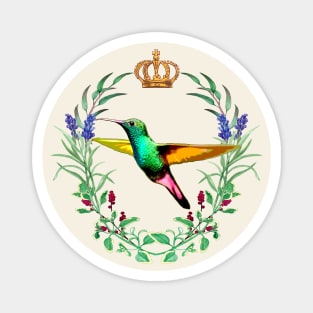 Hummingbird Queen Crown Floral Garden Lovers Gardener's Wreath Magnet